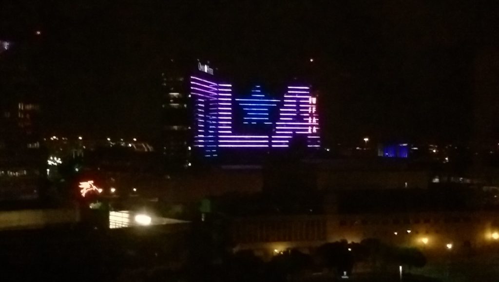 Dallas' Kay Bailey Hutchison Convention Center lit up with TXLA.