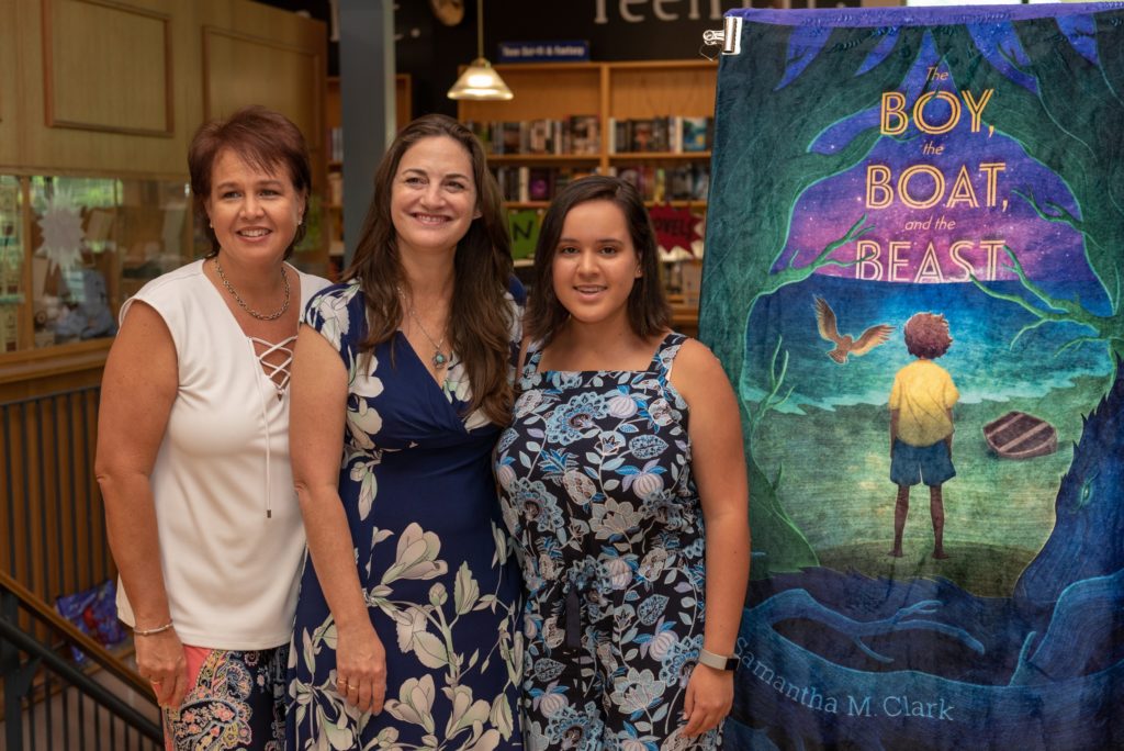 My childhood friend Lisa Burke (l.) and her wonderful daughter Sabrina flew into town to help me celebrate at THE BOY, THE BOAT, AND THE BEAST launch party.
