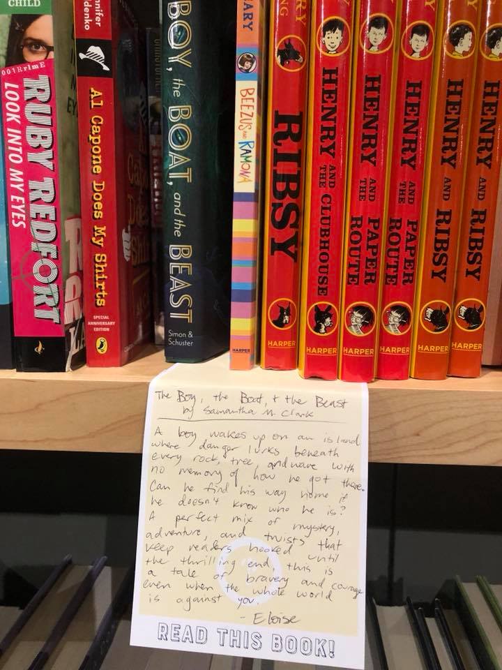 THE BOY, THE BOAT, AND THE BEAST shelf talker at Interabang Books in Dallas.