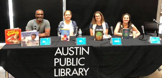Austin Central Library Kids Block Party panel with Don Tate, Emma Virjan, Jessica Lee Anderson and me!