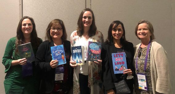 TLA 2019 Tough Issues - Big Impact panelists with (l. to r.) me, authors Marie Miranda Cruz, R.L. Toalson, Angela Cervantes and librarian moderator Kim Miller.